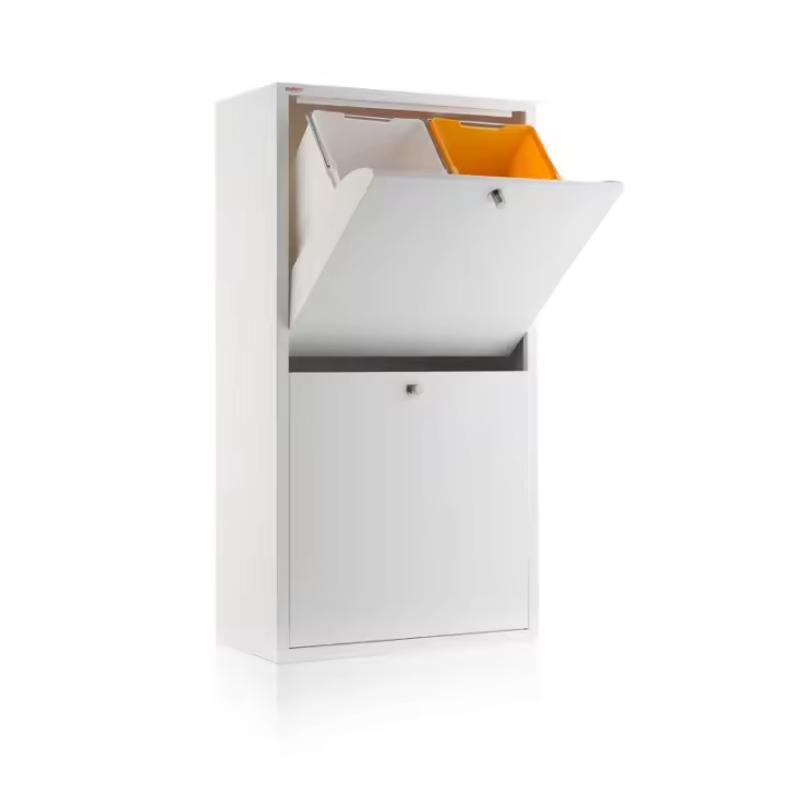 DON HIERRO - Cubo de basura y reciclaje blanco EMI, 4 cubos grandes- - 1