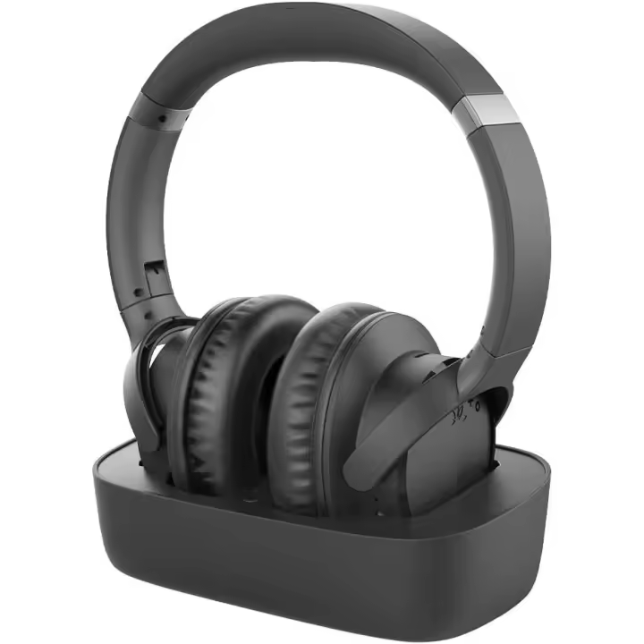 DOKI Auriculares Inalámbricos para Televisión con Estación de Carga y Transmisor, Cómodos y Fáciles de Usar para Personas Mayores, 35 Horas de Reproducción, Compatibles con Todos los TV - 1