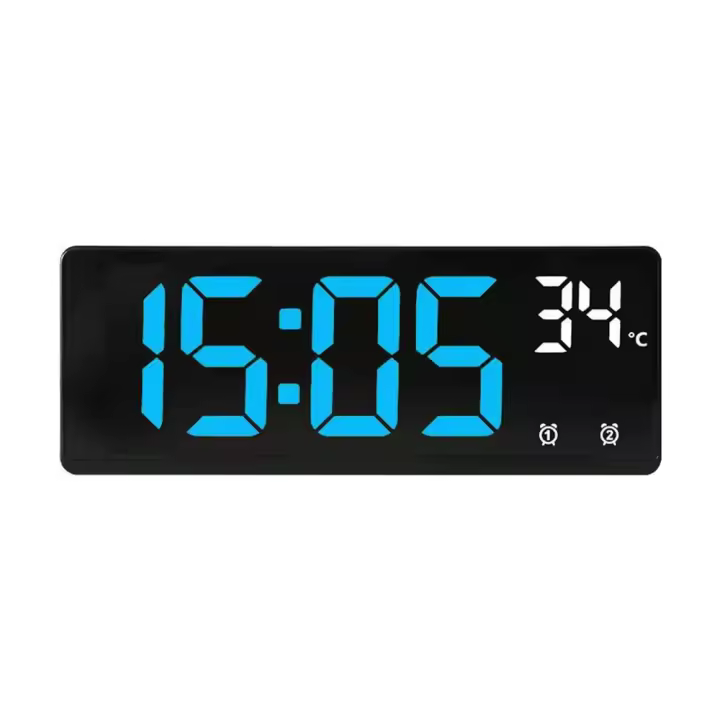 Reloj De Alarma Digital Con Espejo LED Y Soporte Para Teléfono Muestra De Temperatura Y Fecha Reloj De Noche Para El Lecho - 1