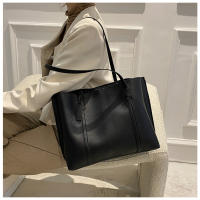 Bolso De Hombro Versátil De Cuero Suave Negro Minimalista Gran Capacidad Bolso De Tote Casual Para Mujer Estilo Inglés - details 19