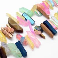 Talismán De Cuarzo Crudo Multicolor De 7.5 Pulgadas Perlas De Cristal De Cuarzo Con Agujero Para La Creación De Joyería DIY - details 1