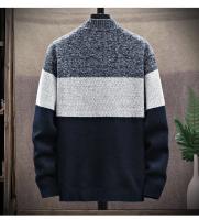 Nueva Chaqueta De Punto De Piel Para Hombre Otoño Invierno Cierre De Cremallera Estilo Casual Con Contraste De Rayas Suéter De Velours - details 4