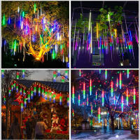 Luces De Lluvia Solar Meteórica Al Aire Libre Con 8 Tubos 192/288 LEDs Luces De Cadena Para Decoración De Jardín Árbol Y Fiesta Navideña - details 2