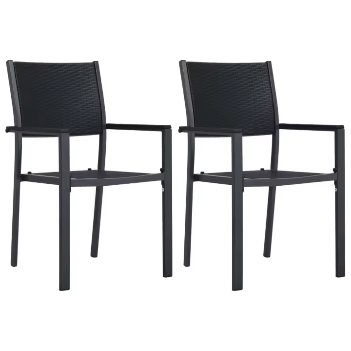 vidaXL Sillas de jardín 2 unidades plástico con aspecto de ratán negro - 1