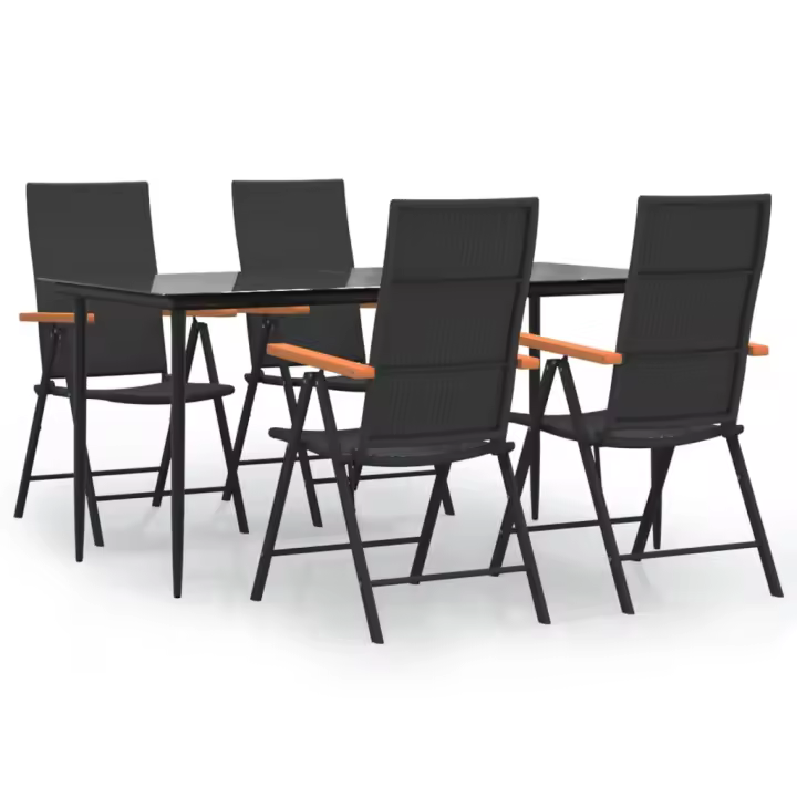 vidaXL Juego comedor de jardín 5 piezas ratán sintético negro y marrón - 1