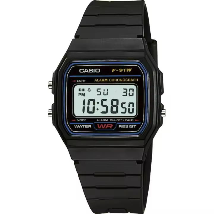 Reloj Casio F-91W-1YER Resistente Al Agua con Alarma Diaria y Garantía Internacional - 1