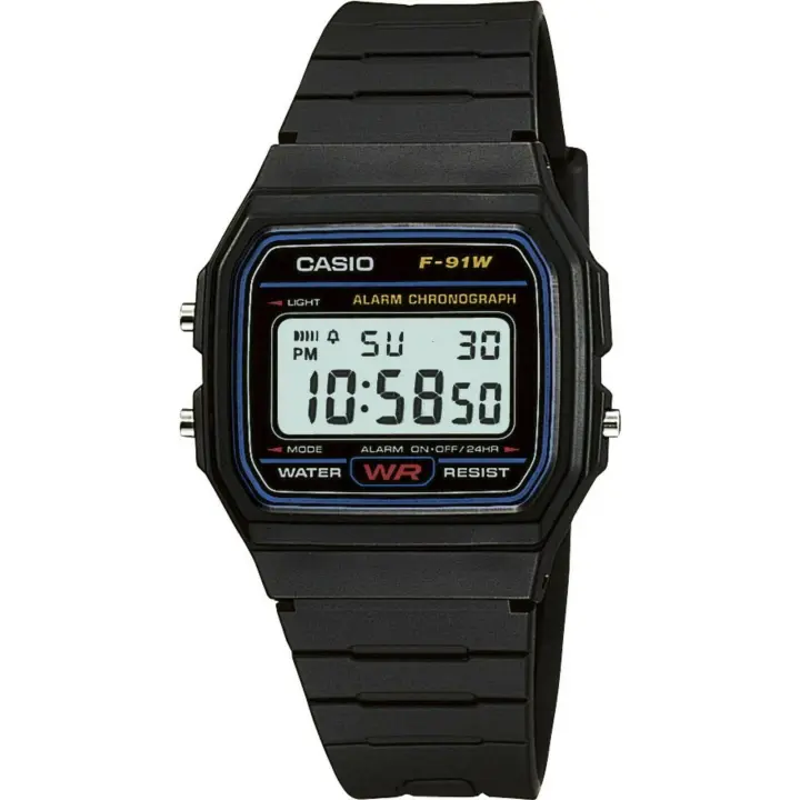 Reloj Casio F-91W-1YER Resistente Al Agua con Alarma Diaria y Garantía Internacional - 1