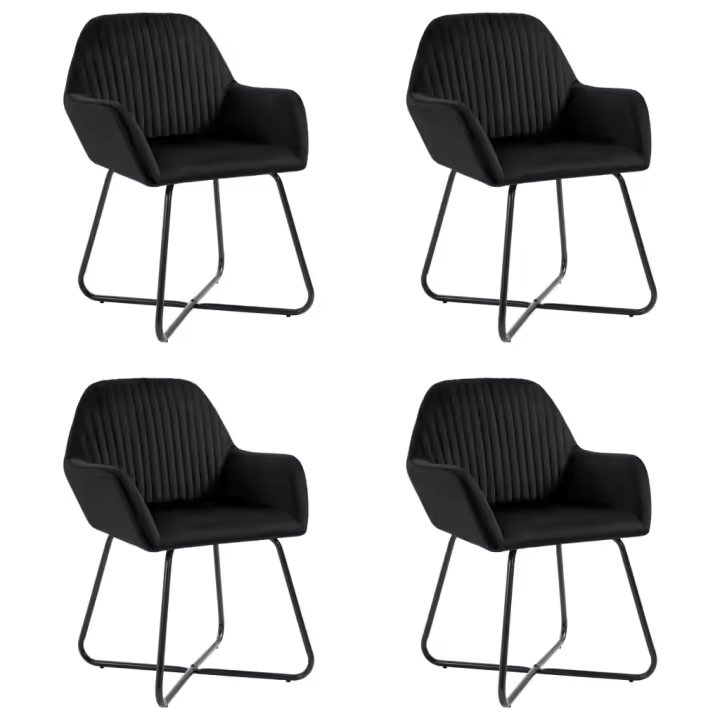 vidaXL Sillas de comedor 4 unidades terciopelo negro - 1