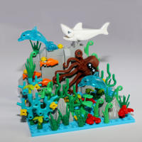 MOC Bloques De Construcción Submarina Mundo Creativo Y Lindo Con Animales Marinos Como Tiburón Y Delfín Juguetes Para Niños Set De Bloques Ciudades Para Regalo - details 0