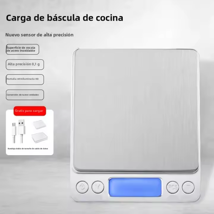 Báscula Digital De Cocina Mini Portátil Acero Inoxidable Precisión Joyería Balanza Electrónica Peso Oro Gramo 0.1/3000g Escalas Electrónicas - 1