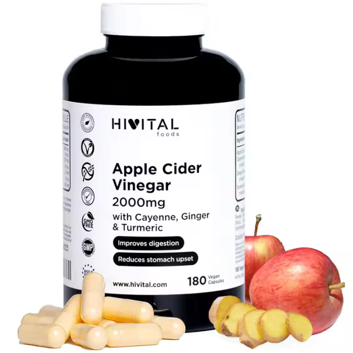 Vinagre de Manzana 2000 mg. 180 cápsulas veganas para 2 meses. Hivital - 1