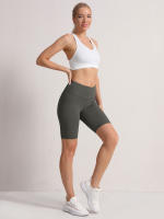 Shorts De Cintura Alta 2XXL Para Mujer En 16 Colores Estilo Fitness Con Bolsillos Y Compresión Ropa Deportiva Casual De Verano Nylon - details 10