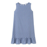 Vestido De Polka Dot Con Volantes Para Mujer Sin Mangas Cuello Redondo Corte Largo Casual Vestido De Verano De Polyester - details 17