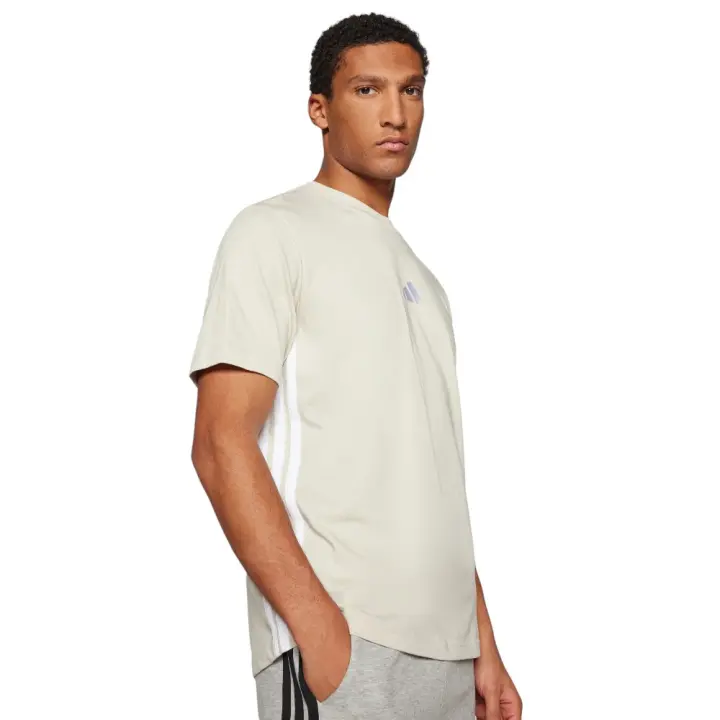 Camiseta Adidas 3 Bandas Sj T Beige Aluminio Je6389 Casual Hombre - 1