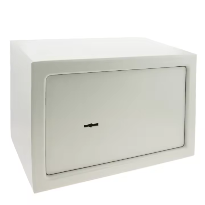 Caja fuerte de seguridad de acero y con llaves 31 x 20 x 20 cm beige - PrimeMatik - 1