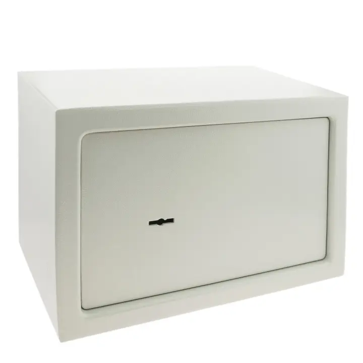 Caja fuerte de seguridad de acero y con llaves 31 x 20 x 20 cm beige - PrimeMatik - 1