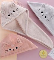Toalla De Microfibra Suave Para Ducha Y Baño Gorro De Secado Rápido Para Mujer Y Niña Estilo Gato Accesorio De Baño De Terciopelo - details 8