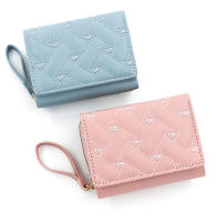 Cartera De Mujer Tri Fold Bolsa De Tarjetas PU Con Múltiples Bolsillos Estilo Coreano Minimalista Bordado De Amor Casual - details 2