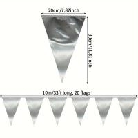 Bandeau Triangular Metálico Plateado Para Decoración De Fiesta Y Boda Material PET Uso Multifuncional Para Entrada Jardín Y General - details 1