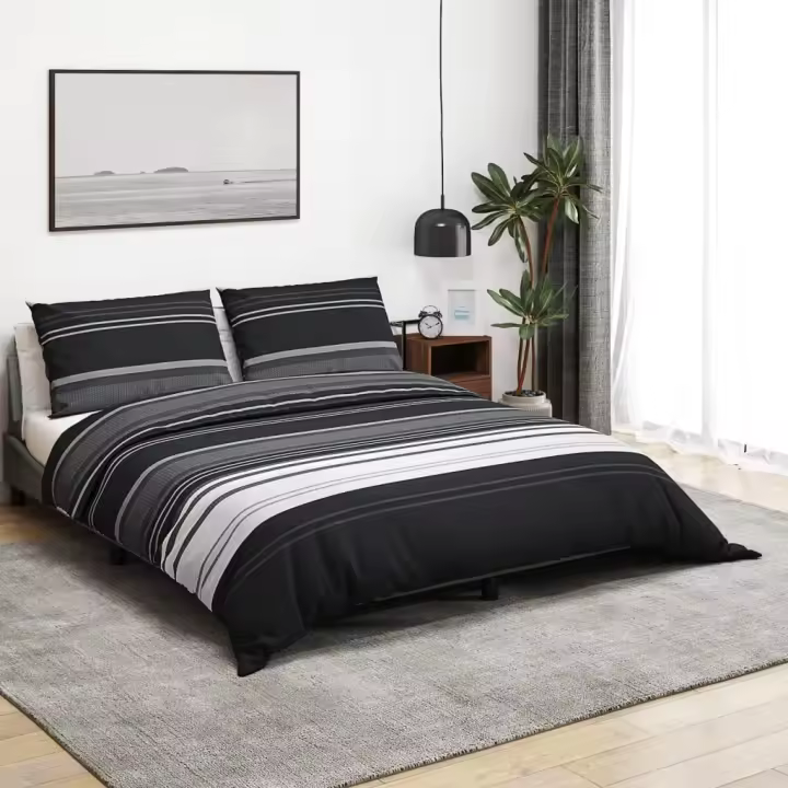 Juego de funda nórdica algodón negro y blanco 200x220 cm - 1