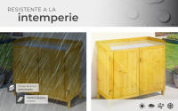 Tectake - Armario de jardín de madera VITA, Con superficie de trabajo galvanizada, Bandas de protección por 3 lados, Superficie amplia para trasplantar sus macetas o preparar la carne para la barbacoa, Con estante  98 x 48 x 95 cm - details 2