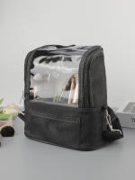 Bolso Portátil De PVC Para Maquillaje Gran Capacidad Transparente Semi-Transparente Estilo Exterior Organizador Diagonal Negro - details 2