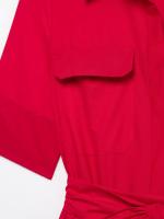Vestido Largo Rojo Casual Elegante Para Mujer Con Cinturón Y Bolsillos Manga Corta Estilo Vintage Primavera Verano Sin Estirar Polyester - details 6