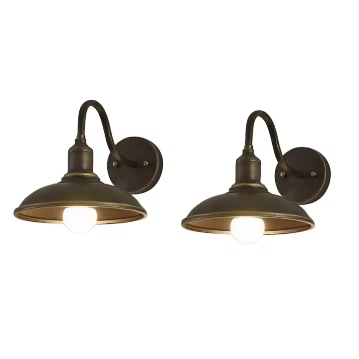 2x Led Gooseneck Barn Light Outdoor Wall Lamp Front Porch Farmhouse Fixture Garden Lights - 1