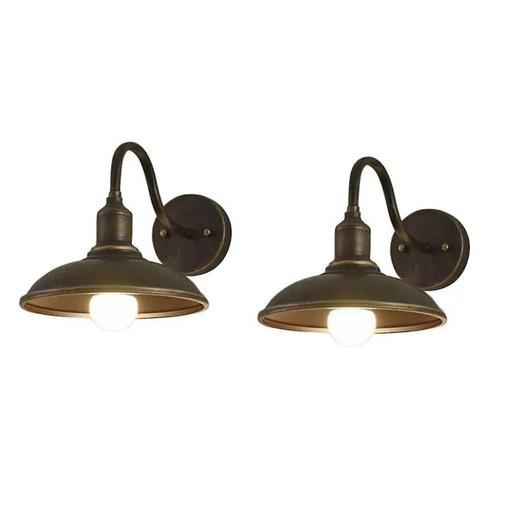2x Led Gooseneck Barn Light Outdoor Wall Lamp Front Porch Farmhouse Fixture Garden Lights - 1