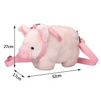 Bolso De Hombro Para Mujer Kawaii Rosa Con Cerdo De Peluche Suave Tote Con Cremallera Y Lazo Lindo Bolsa De Mano Para Estudiantes Y Niños - details 17