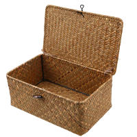 Cesta De Almacenamiento Rectangular De Rotura Hecha a Mano Caja De Organización Para Escritorio Para Ropa Y Artículos Domésticos Material De Paja Ecológico - details 2