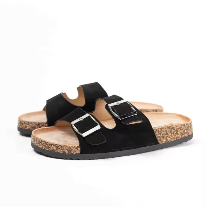 Sandalias mujer planas con doble hebilla metálica y plantilla acolchada cómoda Chanclas estilo clásico Lyla Wang - 1