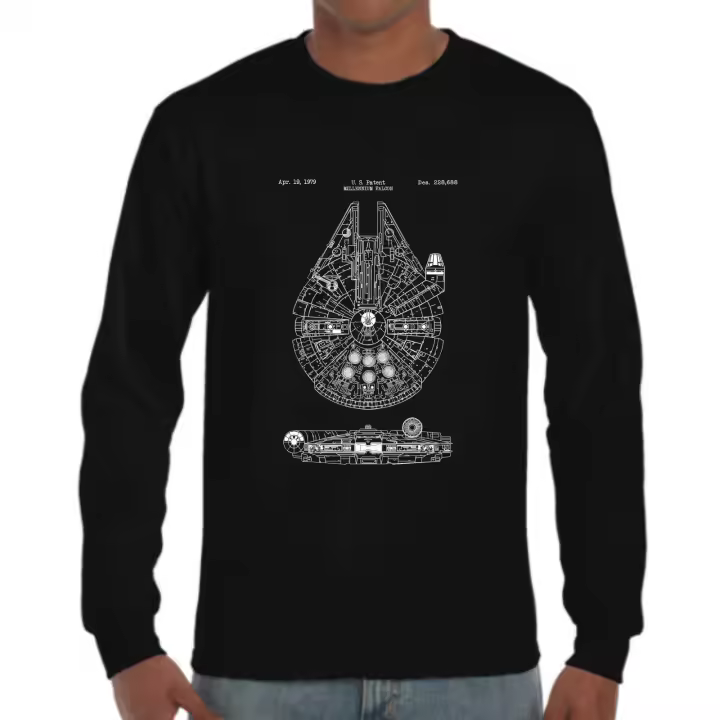 The Fan Tee Camiseta Manga larga de HOMBRE Star Wars Dark Vather Luke Yoda Jedi Sith Millennium Falcon Milenario 386 - 1