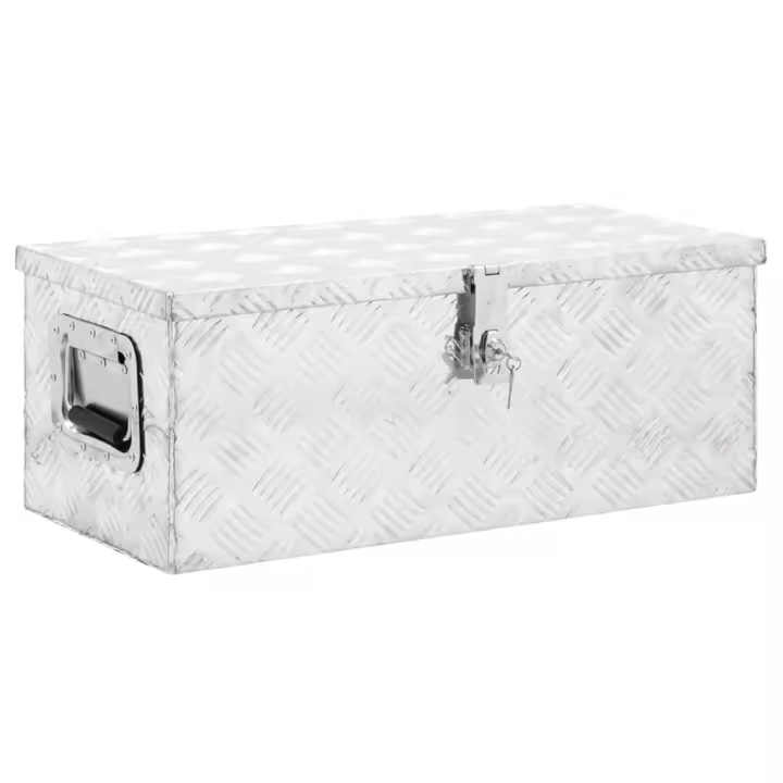 vidaXL Caja de Almacenaje de Aluminio Exterior Patio Tapa Aparador Color Negro,  Plateado, y mas - 1