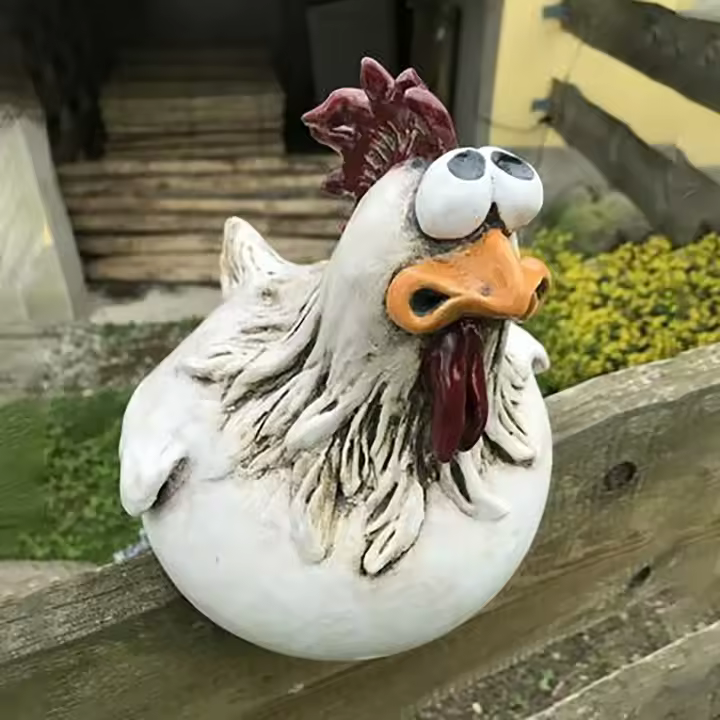 Estatua De Resina Divertida De Pollo Para Decoración De Jardín Granja Yard Casa Adorno De Arte Y Manualidades Para Courtyard - 1