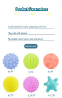 Juguete Sensorial Para Bebé Bolas Tactiles Con Ruidos Pelota De Toque Para Desarrollo Sensorial Infante Textura Suave Geométrica Inflable Musical - details 9