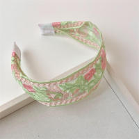 Diadema Bohemia Vintage De Punto Rosa Con Estampado Floral Ancha Para Mujeres Y Niñas Accesorio De Cabello Étnico Estilo Casual - details 0