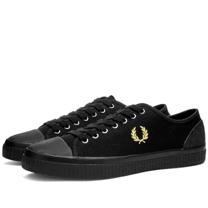 Fred Perry Hughes Low Canvas B4365 Negro - Tenis de Lona Resistentes con Suela Gruesa - 1