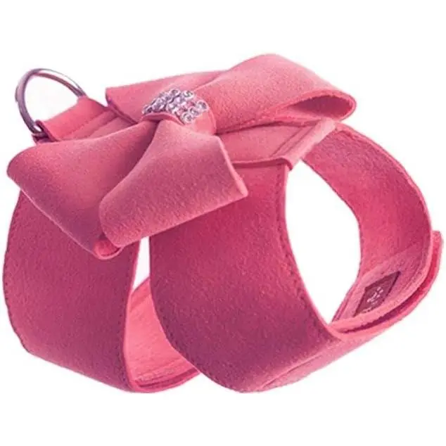 Verde Rhinestone Arnés de Perro Arco Niñas Suave Gamuza Cuero para Mascotas Pequeñas Cachorro Perrito Gato Niñas Chaleco Collar Correa Conjunto Ajustable para Mascotas (M, Rosa) - 1