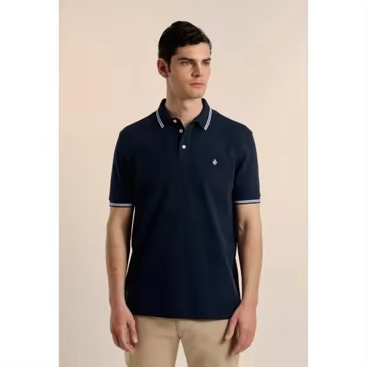 Polo Valecuatro doble franja clásico azul marino - 1