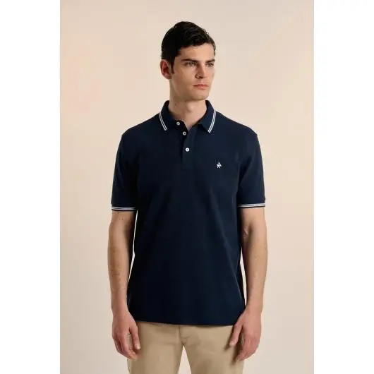 Polo Valecuatro doble franja clásico azul marino - 1
