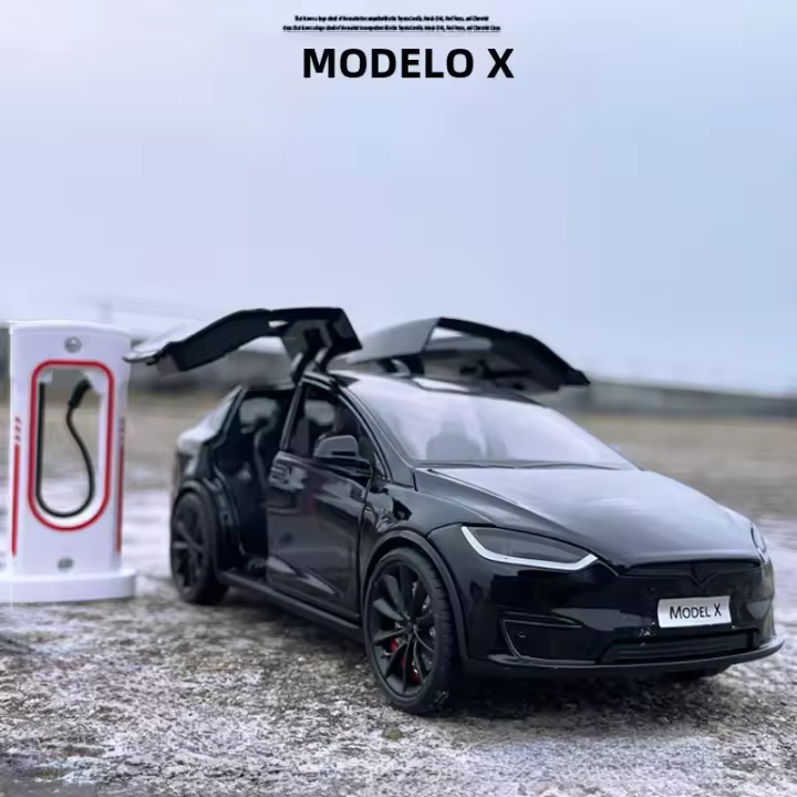Tesla Model X De 1:24 En Miniatura De Aleación Con Sonido Y Luz Juguete Coche Retroductor Para Niños Colección Decoración Regalo C292 - 1