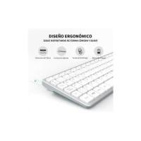 Teclado Inalámbrico Español, Teclas de Perfil Bajo, Teclado Numérico, USB 2,4 GHz Receptor, Ergonómico Wireless Keyboard para Windows Mac PC Ordenador Portátil - Plata - details 1