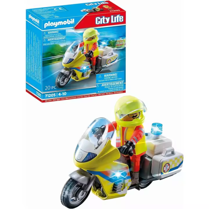 Playmobil  City Life 71205 Moto de Emergencias con luz Intermitente, + 4 años - 1