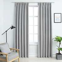 vidaXL Cortinas Opacas con Ganchos 2 Piezas 140x225 cm Crudo Casa Hogar Color Blanco crudo,  Óxido,  Gris y mas - details 2