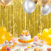 Juego De 1 Pieza De Cortina De Foil Dorado De 9.8 Pies Para Fondo De Fotografía De Cumpleaños Decoración De Fiesta Streamers De Aluminio - details 2