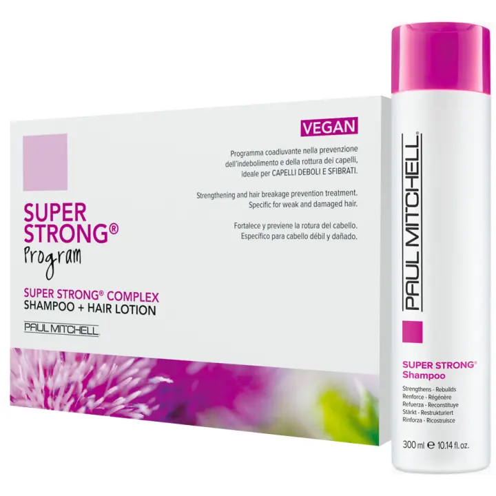 Paul Mitchell Super Strong Beauty Hair Program Kit-Champú + Lote Cabello 12x6ml - 1