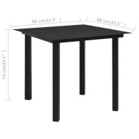 vidaXL Mesa de comedor de jardín acero y vidrio negra 80x80x74 cm - details 3