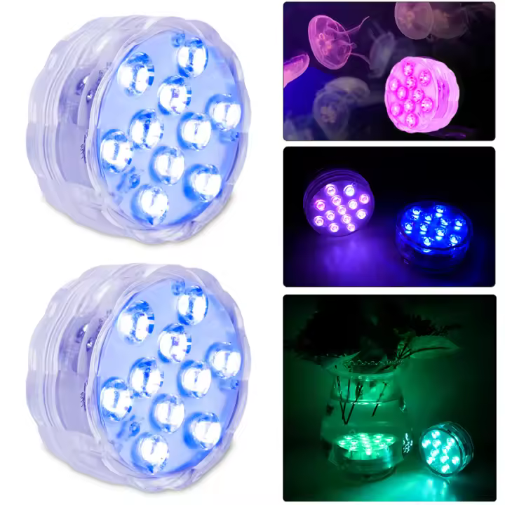 Luz Submarina LED RGB Para Piscina Con Control Remoto Y Batería Operada Portátil Para Acuario Y Vaso Iluminación Submarina Multicolor Impermeable - 1