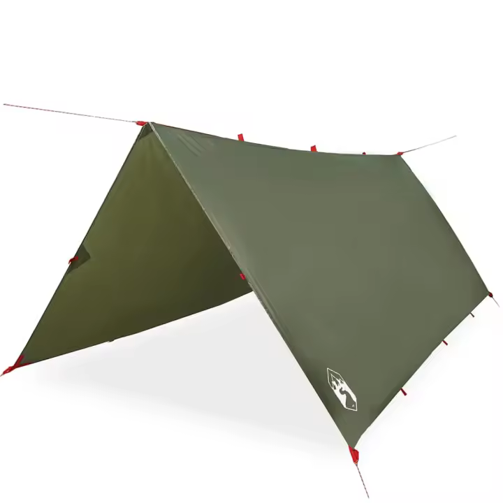 vidaXL Lona de camping impermeable verde oliva 366x306 cm - 1